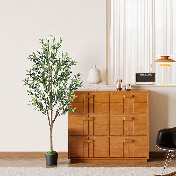 Alupssuc 5ft Olive Tree Artificial Indoor, Fake Tree Potted Faux Olive Trees with Lifelike Fruits and Realistic Leaves, Artificial Plants Indoor Fake Plants for Modern Home Office Living Room Decor