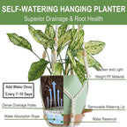 Self Watering Hanging Planters for Indoor Plants 3 Pack Macrame Plant Hangers with Drainage Holes Pots and Hooks for Home Garden Decor Green