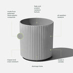 Veradek Demi Series Round Planter for Porch, Patio, Backyard | Durable Plastic-Concrete Material | Modern Décor for Tall Plants, Flowers