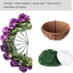 INSPRING Geraniums Artificial Flowers Hanging Basket for Outdoors Outside Spring Decoration, 8 Bundles Silk Flowers Fake Plants Look Real UV Resistant for Porch Home Patio Balcony Yard, Double Purple