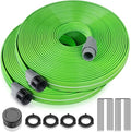 Heavy Duty Sprinkler Soaker Hose 100 FT, Flat Garden Hose with Holes, Efficient Flexible Irrigation Hose for Yard, Lawn and Garden, Includes Stakes (50FT x 2Pack)