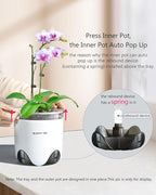 4 inch Orchid Pot with Holes for Repotting, Double Layer Plastic Imitate Ceramic Planter, Clear Orchid Pot Match Decorative Container