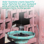 Solar Fountain Ceramic Hanging Bird Bath,Bird Bath for Outside,Outdoor Fountain Bird Bath,Garden and Home Decor