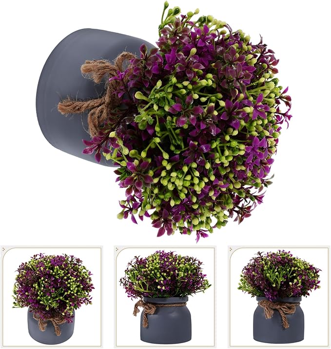 STOBAZA Artificial Flower Bonsai Decoration Realistic Faux Potted Orchid Plant for Home Greenery for Shelf Table Desk Decor Lotus Color