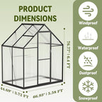 6x4 FT Polycarbonate Greenhouse with Hygrometer, Easy Setup Small Greenhouse for Outdoors Plant Gardening, Heavy Duty Green House Outside with Aluminum Frame Lockable Door & Vented Roof Window
