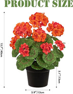 Briful 15.7in Artificial Geranium Plant in Black Pot, Orange Faux Potted Flowers, Real Touch Geraniums for Indoor Outdoor Decor, Table Centerpiece Farmhouse Home, Office, Porch & Living Room Decor