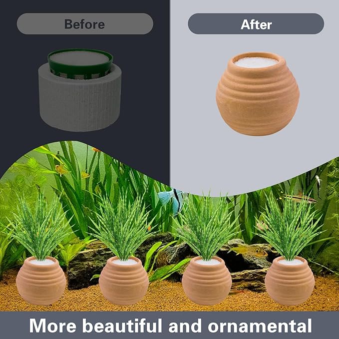 4 PCS Aquatic Plants Fixed Ring Set, Anti-Floating Ceramic for Fixing Water Plants Fish Tank Landscaping Ornaments Aquarium Decoration (Red)
