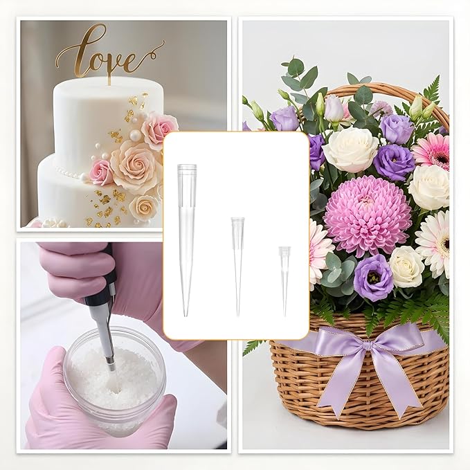 30 Pcs Floral Water Picks Flower Tubes for Fresh Flowers, Individual Floral Water Tubes Pointed End Plastic Single Flower Foam Arrangement Stem Holder for Cake Decoration