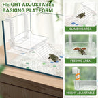 GOZILLA Aquatic Turtle Tank Kit+Lamp+Filter, Upgrade PC Turtle Tank Starter Kit with Adjustable Lamp & Filter,Reptile Habitat with Lid,Hanging Platform for Small Reptiles.(15.75×7.9×9''/White Kit)