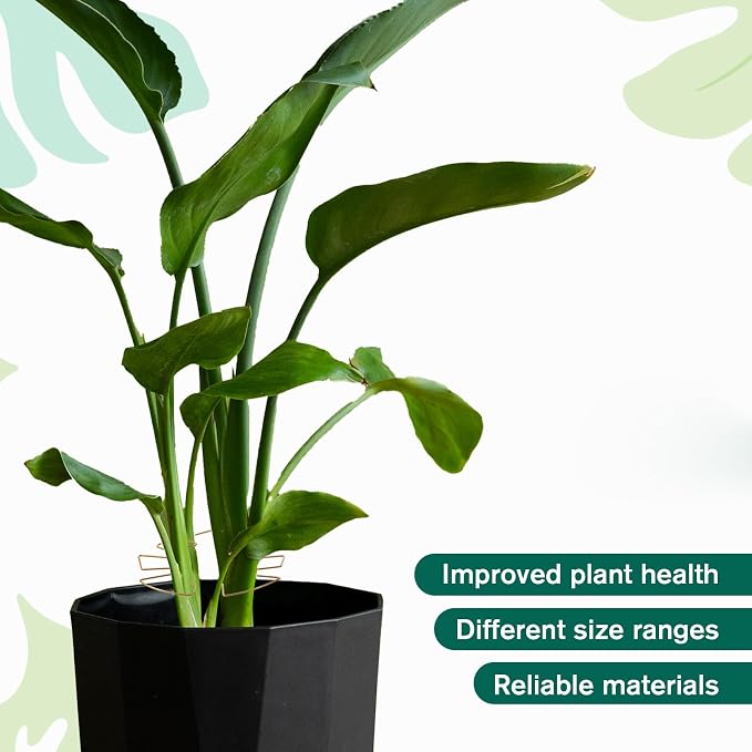 4 Pcs Iron Monstera Plant Support Monstera Trellis with Bamboo Clamp, 6.5x5.5 Inch Plant Stakes for Indoor Plants, Sturdy Metal Frame for Climbing & Thriving Growth (Gold)