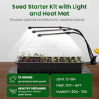 SOLIGT 60 Cell Seed Starter Kit with Grow Light and Heat Mat, Seed Starter Tray with Higher 4.3” Humidity Dome, Flexible Light Positioning for Seed Starting & Seedling Growth