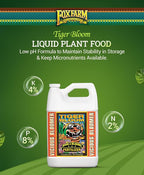 FoxFarm Tiger Bloom Liquid Plant Food - Phosphorus Fertilizer for Buds, Blooms & Flowering - Supports Soil & Hydroponic Systems - High Micronutrient Formula with 2-8-4 Nutrient Ratio - 1 Gallon