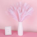 SeptCat 60 Pcs Pampas Grass Pink White Decor 21.7" Fluffy Faux Short Pampas Grass Artificial Small Pompas Grass Flower Vase Filler for Home Wedding Decoration