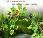 Canlierr 4 Pcs Reptile Vines, Flexible Bendable Jungle Climbing Vine Terrarium, Fake Plants for Reptiles, Artificial Leaves Terrarium Tank Pet Habitat Decor for Bearded Dragons, Lizard, Snake, Gecko