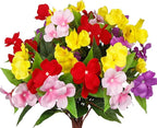 CITYES 4 Pcs Artificial Flowers for Outdoors Impatiens UV Resistant Silk Flowers Hibiscus Faux Impatiens Flowers for Outdoor Planters Pot Patio Garden Hanging Basket Porch Table Indoor Decor