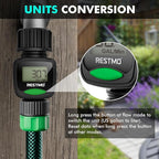 RESTMO Water Flow Meter, High Measure Accuracy, Measure Gallon/Liter Consumption and Flow Rate for Outdoor Garden Hose Watering, RV Water Tank Filling, Lawn Sprinkler and Nozzle Sprayer