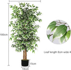 GTIDEA 2 Pcs 6ft Ficus Artificial Trees, Tall Faux Trees Indoor with Natural Trunk and Fake Silk Tree Fake Plants for Home Spring Decor Living Room Outdoor Balcony House Office (Included Dried Moss)