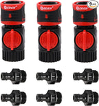 Eden 93218 Premium Garden Hose Quick Connect Kit | 9-Piece / 3-Pair Snap & Lock Fittings and Adapters with Water Stop, Flow Control, Secure Twist-Lock Design