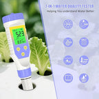 pH Meter for Water Hydroponics, 5-in-1 pH TDS EC Salt Tester for Water Nutrient Solution, Simultaneous Display of pH EC Temp for DWC Reservoir Tank, Aeroponic Garden, Growing System