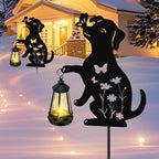 ZFNN Mothers Day Gifts, Solar Garden Decor Lights,Outdoor Metal Dog Statues with Lantern, Waterproof Solar Lights for Yard Patio Lawn Art Decoration, Gardening Gifts for Women Mom Dog Lovers, 2 Pack