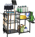 Garden Tool Organizer, 33.8×11.8×32inch Heavy-Duty Steel Garden Tool Rack Storage, Yard Tool Tower Rack for Garage Organizers and Storage, Holds Long-Handled Tools/Rakes/Brooms, Outdoor