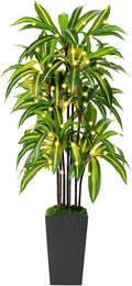 Artificial Dracaena Tree 5FT, Fake Plants with Black Tall Planter - Fake Tree Tall Faux Plants Indoor Floor Plant with Moss - Artificial Plants Indoor for Office Living Room Home Decor