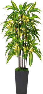 Artificial Dracaena Tree 5FT, Fake Plants with Black Tall Planter - Fake Tree Tall Faux Plants Indoor Floor Plant with Moss - Artificial Plants Indoor for Office Living Room Home Decor