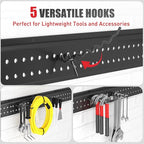 Garage Tool Organizer Wall Mount 96 inches with 18 Adjustable Heavy-Duty Hooks, Garage Organization, Garden Tool Storage Rack, Yard, and Shed, Holds Up to 750 lbs