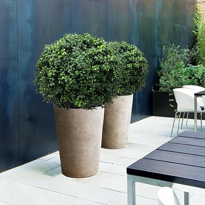 21-Inch Artificial Topiary Boxwood Ball Trees (Set of Two) – Lifelike, UV-Resistant Decor for Indoor & Outdoor Use – Enhance Your Space with Vibrant Greenery