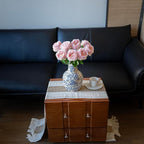 DUYONE Fake Flowers for Decoration Home Decor Artificial Flowers Austin Rose Peony Latex Fake Flower Living Room Decoration Vivid Pink Roses Peonies (Light Pink 4pcs)