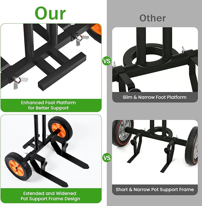 Heavy Duty Plant Dolly with Wheels, Adjustable Plant Caddy Pot Mover, No-Bend Rolling Garden Trolley with Suction Cups & Strap for Indoor Outdoor Planters, Black
