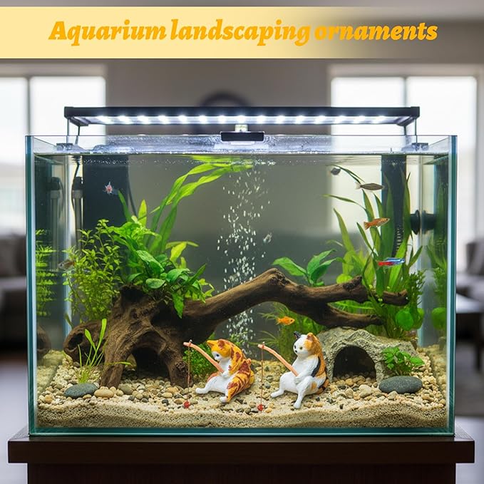 2 Pcs Aquarium Plant Holder, Fish Tank Plant Holder with Transparent Clamp for Cat Aquarium Plant Stand, Anti-Digging Tank Decor for Home Office Use by Fish Keepers with Cats