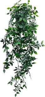 Artificial Hanging Plants for Shelf, Fake Potted Greenery 1-Pack Faux Mandala Vines in Black Pot, Décor for Office Living Room Bathroom Indoor Outdoor