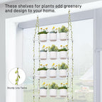 Sumerflos Acrylic Window Boxes Window Plant Shelves 4 Tier - Clear Hanging Shelf Indoor Jute Twine Adjustable Plant Holder for Window Wall Living Room Balcony Natural