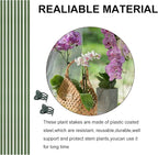 10Pcs Plant Support Stakes with 15pcs Plant Clips,15.7 Inches Bendable Plant Sticks for Indoor and Outdoor Plants,Single Stem Flower Stakes for Phalaenopsis Orchid Flower Roses(Green)