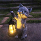 Cat Garden Outdoor Statues: Outside Decor with Lanterns for Yard Art Lawn Ornaments Porch Patio Balcony Home House - Birthday Gifts for Grandma Mom Women (cat2)