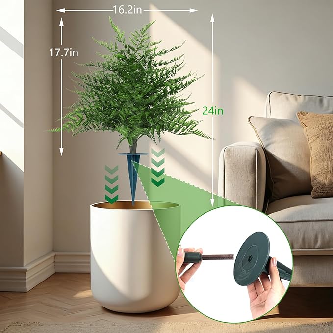 Yangrass Artificial 23" Fern Topiary Ball Trees, 2PCS Fake Fern Bushes Artificial Outdoor Plants with Ground Spikes, UV Resistant Lifelike Faux Greenery Shurbs for Home Garden Patio Porch Decor