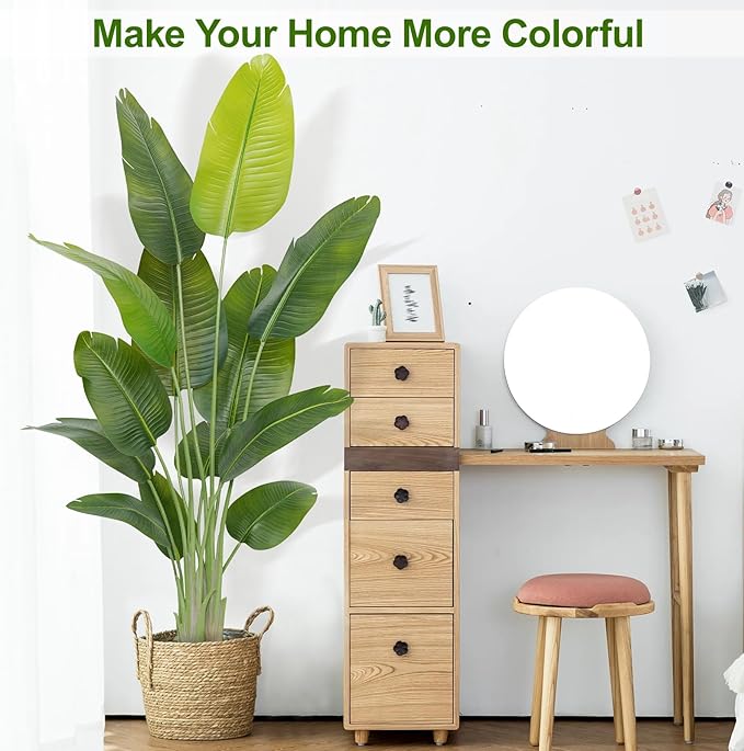 Lifelike Bird of Paradise Artificial Plant,6ft Faux Banana Leaf Tree with 13 Trunks - Perfect Indoor Silk Floor Plant for Home Decor in Living Room, Office, and Bedroom(Set of 2)