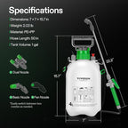 VIVOSUN 1 Gal/4L Pump Sprayer, Garden Water Sprayer for Plants, Weeds & Lawn Care, with 3 Nozzles, 50'' Long Hose & Pressure Relief Valve (Pack of 2)