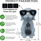 Solar Garden Outdoor Dog Statues - Garden Decorations Dogs Statue with Lantern, Waterproof Led Lights Yard Decor Figurine Birthday Gifts for Women Mom Grandma Dog Lovers for Patio Balcony Lawn
