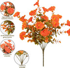 Artificial Fake Mums for Outdoor 16 Bundles Fall Orange Morning Glory for Halloween Decorations