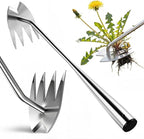 LOOHOI Upgraded Weed Puller Tool, 4-Tooth Stainless Steel Manual Weeder, Garden Weed Remover Tool for Vegetable Gardening Backyard Farm Planting & Weeding