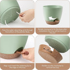 YNNICO Plant Pots 10/9/8/7.5/7 inch, Self Watering Planters with Drainage Holes & Saucers for Indoor and Outdoor Plants (Green)
