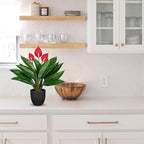 GnFlus 20'' Realistic Red Anthurium Artificial Potted Plant, Fake Flowers for Home Office Farmhouse Kitchen Bathroom Table Shelf Decor