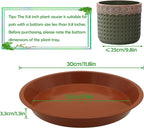 6 Pack 12 Inch Round Plant Saucers for Less 10 Inch Pot Indoors Outdoors Plant Trays for Pots Planter Saucer Plastic Drip Tray Planter Water Tray(Terracotta, 11.8"(6pcs))