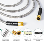 Cesun Metal Garden, Short Connector, Water Lead-in Hose Extension, Extremely Flexible, for Hose Reel/RV/Dehumidifier, Lightweight/Durable/Drinking Water Safe SS Female to Male, 5FT