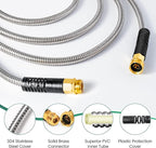 Cesun 10 FT Metal Garden Hose, Drinking RV Water Hose, Reinforced Metal Fittings, Dehumidifier Drain Hose Connector Extension, Reel Extender for Yard