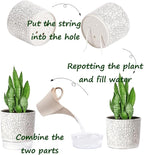 Self Watering Pots for Indoor Plants, Flower Pots, Self Watering Plant Pot-2pcs 4+5.3inch Crack Texture