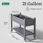 YITAHOME 42.5x17.3x35.4 in Raised Garden Bed, Outdoor Plastic Planter Box with Wheels, Legs, Drain Plug, and Storage Shelf for Plants, Vegetables, Flowers, Herbs, Brown
