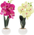 Alipis Artificial Phalaenopsis Bonsai Set 2pcs, Four-Head Simulation Orchid Flowers, Decorative Artificial Flowers for Living Room Home Decor, Floral Arrangement Accessories